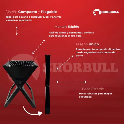 🔥 ¡Asador Portátil Plegable – Lleva el Sabor de la Parrilla a Donde Quieras! 🍔